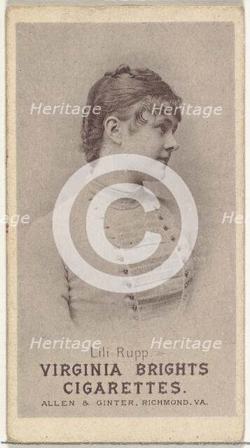 Lili Rupp, from the Actresses series (N67) promoting Virginia Brights Cigarettes for A..., ca. 1888. Creator: Allen & Ginter.