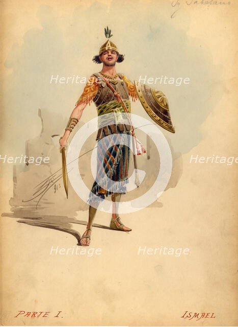 Costume design for the opera Nabucco by Giuseppe Verdi, 1913. Creator: Comelli, Attilio (1858-1925).