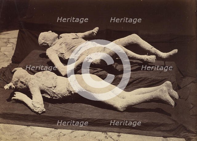 [Plaster Casts of Bodies, Pompeii], ca. 1875. Creator: Giorgio Sommer.