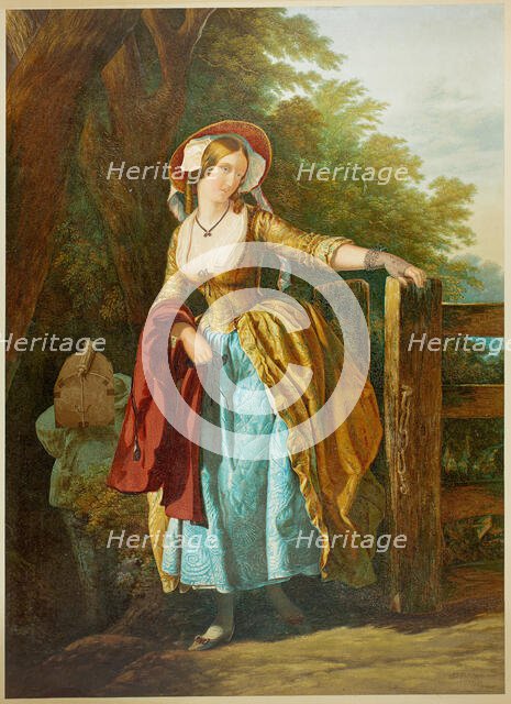 The Parting Look (with Man and Box), 1858. Creator: George Baxter.