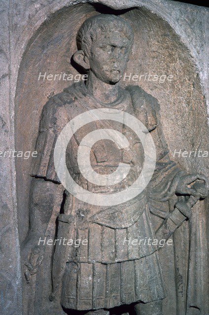 Roman tombstone of Marcus Favonius Facilis, 1st century BC. Artist: Unknown