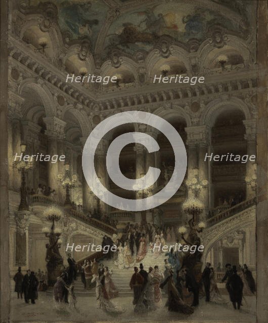 Opera staircase, 1877. Creator: Louis Beroud.