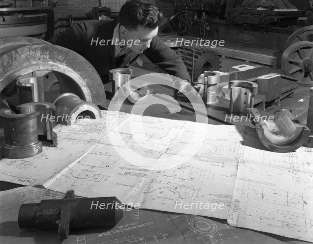 Checking finished castings at AT Green & Sons Ltd foundry, Rotherham, South Yorkshire, 1963. Artist: Michael Walters