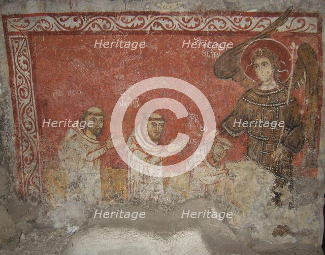 Bernard the Pilgrim and his followers, blessed by Saint Michael the Archangel, ca 950. Creator: Anonymous.