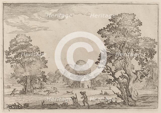 Landscape with Runaway Horses, 1638. Creator: Ercole Bazicaluva.