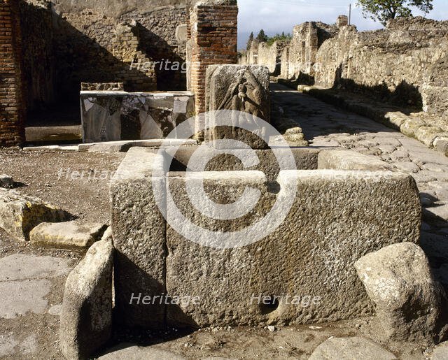 Public fountain in Via Vicolo di Modesto, Pompeii, Campania, Italy, 2002. Creator: LTL.