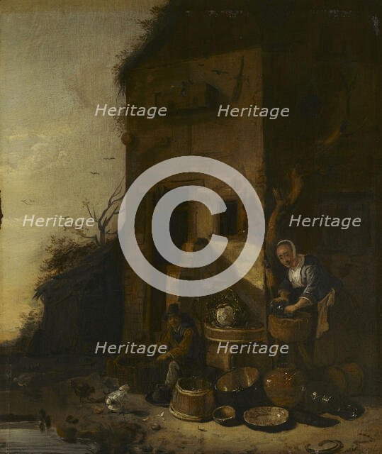 Household Chores, c1650s. Creator: Egbert van der Poel.