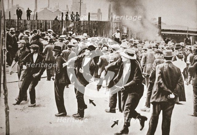 Riot during a strike by Standard Oil workers, Bayonne, New Jersey, USA, 1915. Artist: Unknown