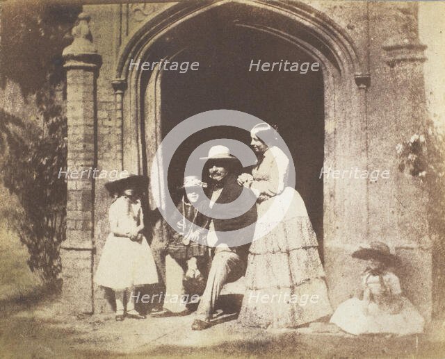 Family Group Portrait Posed in Doorway, late 1840s. Creator: Calvert Jones.