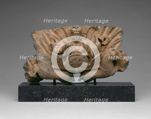 Corinthian Capital with Sun God Surya Riding a Chariot (Quadriga), 2nd century. Creator: Unknown.