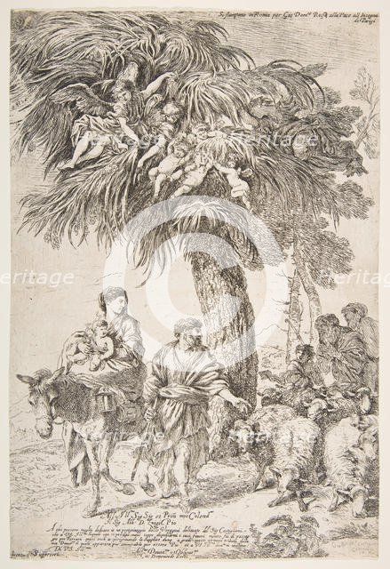 The Holy Family on their flight into Egypt, ca. 1647. Creator: Giovanni Benedetto Castiglione.