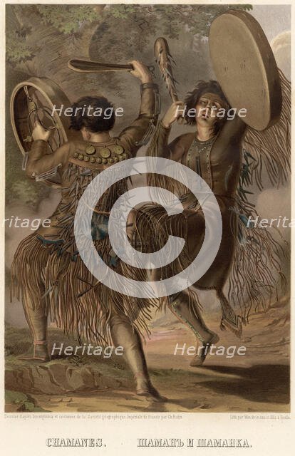 Shaman and shamanka, 1862. Creator: Karlis Huns.