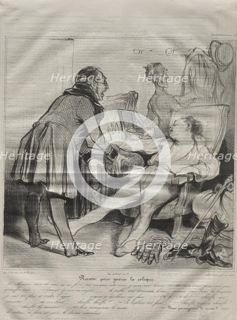 Caricaturana, plate 72: Recipe to Cure Colic, January 14, 1838. Creator: Honoré Daumier (French, 1808-1879); Aubert.