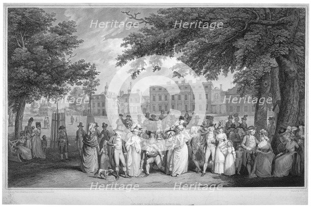People promenading in St James's Park, Westminster, London, 1793. Artist: Francois David Soiron