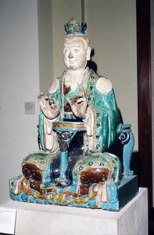 Chinese Stoneware, Seated Daoist Deity, Ming Dynasty, 16th century. Artist: Unknown.