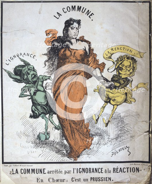 'La Commune arretee par l'Ignorance et le Reaction', 1871. Artist: Anon
