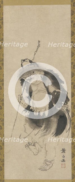 Gama Sennin (Chinese Hou Xiansheng) and his three-legged toad, Edo period, 18th century. Creator: Soga Shohaku.