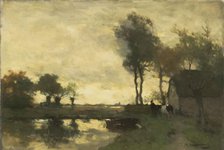 Landscape with a farm near a pond, 1870-1903. Creator: Jan Hendrik Weissenbruch.
