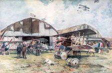 'French Fighter Squadron Aerodrome', 1918, (1926).Artist: Francois Flameng