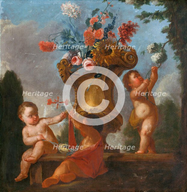 Angels with a Vase I, 1730-1760. Creator: Unknown.