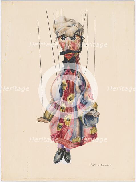 David and Goliath Marionette, c. 1937. Creator: Ruth Abrams.