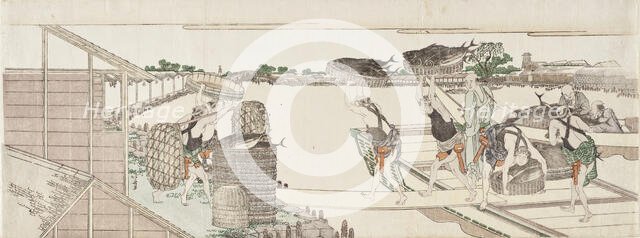 Unloading Bonito for Market, between circa 1802 and circa 1804. Creator: Hokusai.