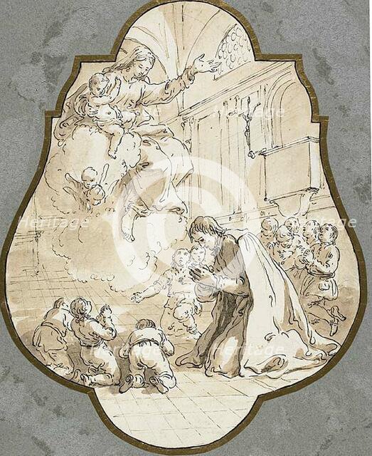 The Virgin Appearing to Saint Filippo Neri and His Pupils, n.d. Creator: Francesco Fontebasso.