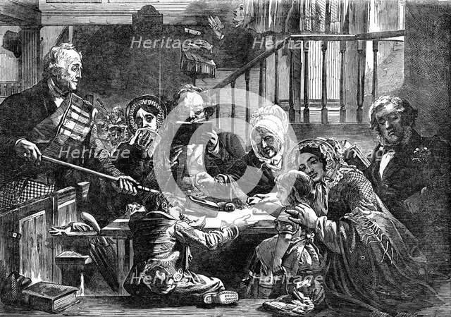 'Collecting the Offering in a Scotch Kirk', 1855.Artist: Orrin Smith