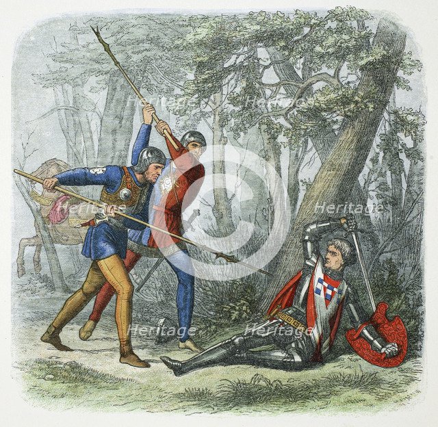 Death of Warwick the Kingmaker, Battle of Barnet, 1471 (1864).  Artist: James William Edmund Doyle