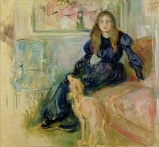 Jeune fille au lévrier ou Julie Manet et sa levrette Laerte, 1893. Creator: Morisot, Berthe (1841-1895).