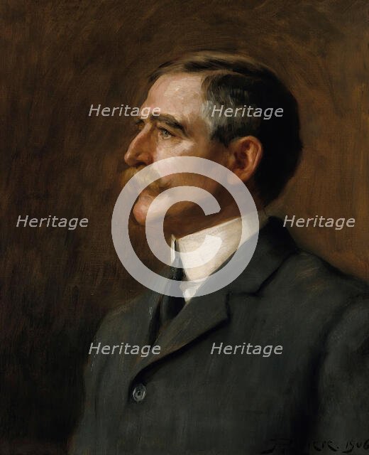 Henry Solomon Wellcome: head and shoulders, 1906. Creator: Hugh Goldwin Riviere.