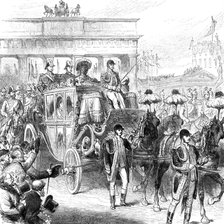 Royal Marriage - state entry of the bride into Berlin: procession passing the Brandenburg Gate, 1881 Creator: Unknown.