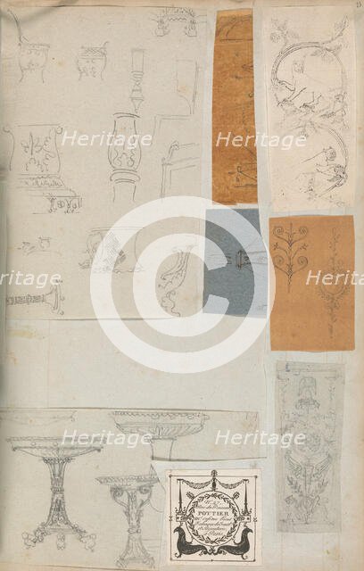 Page from a Scrapbook containing Drawings and Several Prints of Architecture, Int..., ca. 1800-1850. Creators: Workshop of Charles Percier, Workshop of Pierre François Léonard Fontaine.
