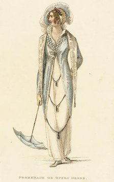 Promenade or Opera Dress, 1810. Creator: Rudolph Ackermann.