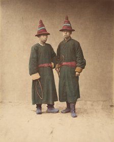 [Two Chinese Men in Matching Traditional Dress], 1870s. Creator: Baron Raimund von Stillfried.