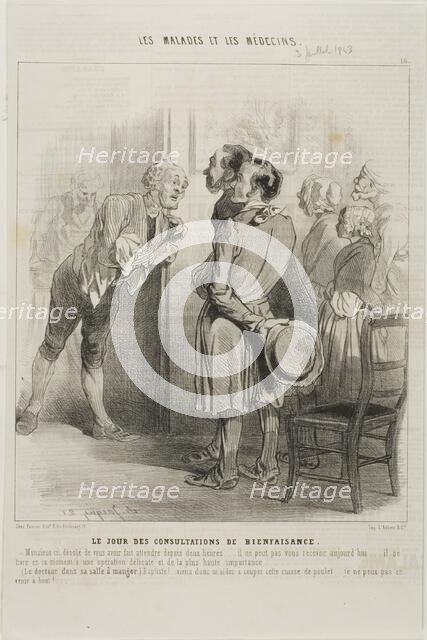 Free Doctor's Visit Day (plate 16), 1843. Creator: Charles Emile Jacque.