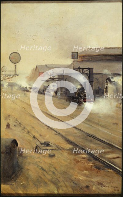 Delivery of locomotives to Batignolles, 1891. Creator: Ernest Jean Delahaye.