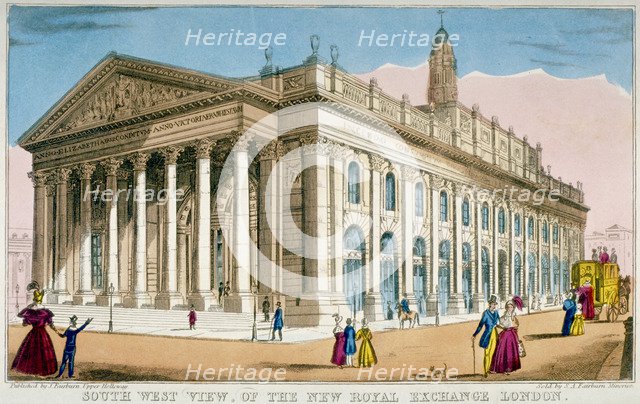 South-west view of the Royal Exchange, City of London, c1850.                                   Artist: Anon