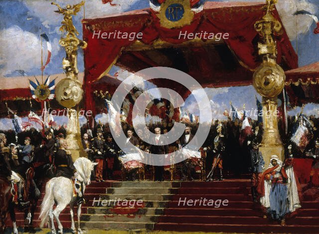 Distribution of flags at Longchamp on July 14, 1880, between 1880 and 1881. Creator: Jules Garnier.