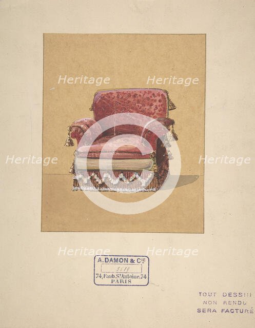 Design for an Armchair, 19th century. Creator: A. Damon et Cie.