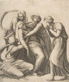 The Virgin fainting and being supported in the arms of the holy women, 1531-76. Creator: Giulio Bonasone.