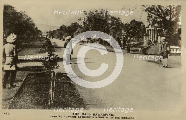 'The Mall, Rawalpindi - Towwards Lockhart's Memorial in Distance', c1918-c1939. Creator: Unknown.