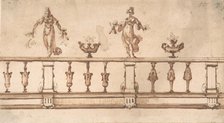 Design for a Balustrade with Female Figures and Urns, 16th-17th century. Creator: Giulio Parigi.