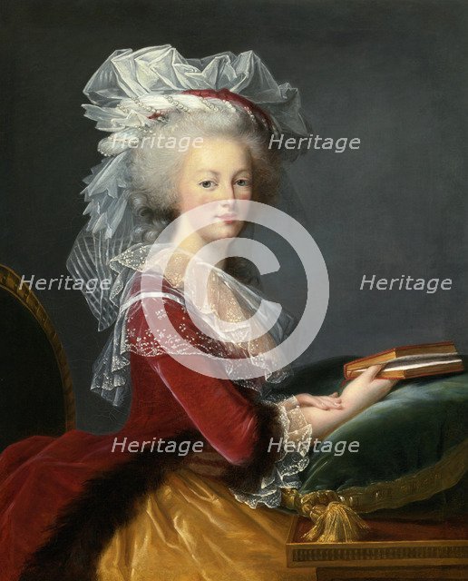 Marie Antoinette with a book.