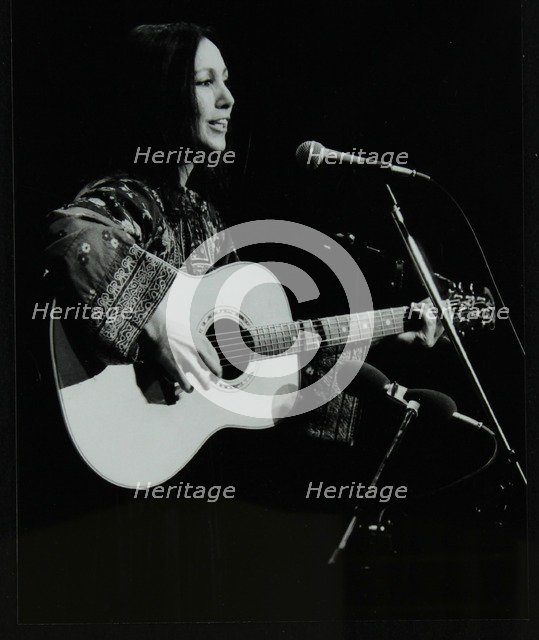 American folk musician Julie Felix performing at the Forum Theatre, Hatfield, Hertfordshire, March 1 Artist: Denis Williams