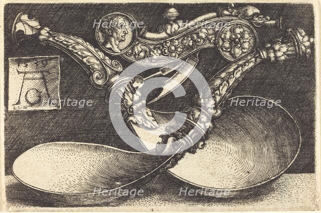 Designs for Two Spoons and a Dog Whistle, 1539. Creator: Heinrich Aldegrever.