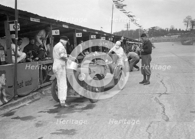 MG C type of the Earl of March and CS Staniland, JCC Double Twelve race, Brooklands, 8/9 May 1931. Artist: Bill Brunell.