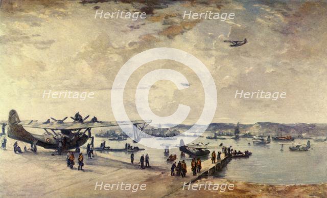 'A Service Station - Seaplanes', Second World War, (1944).  Creator: Charles Cundall.