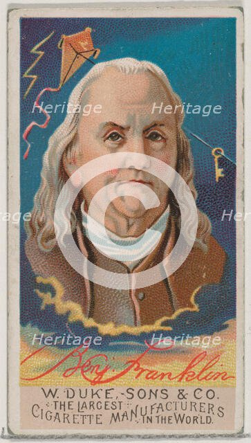 Benjamin Franklin, from the series Great Americans (N76) for Duke brand cigarettes, 1888., 1888. Creator: Unknown.