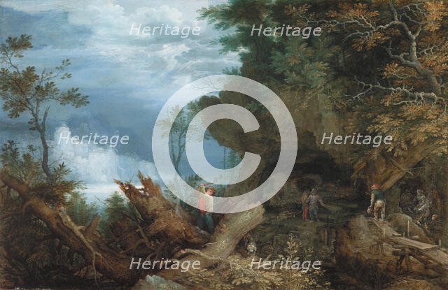 Mountainous Landscape with an Entrance to a Mine, c.between 1612 and 1613. Creator: Roelandt Savery.